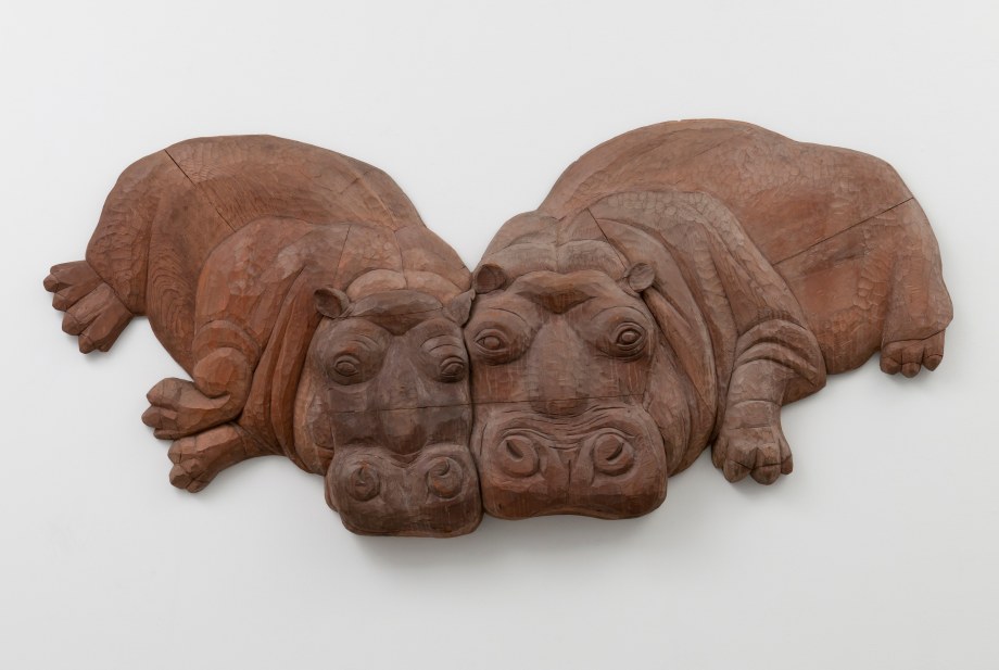 Hippos (Wall Piece), 1966, wood, 34 x 79 x 9 inches