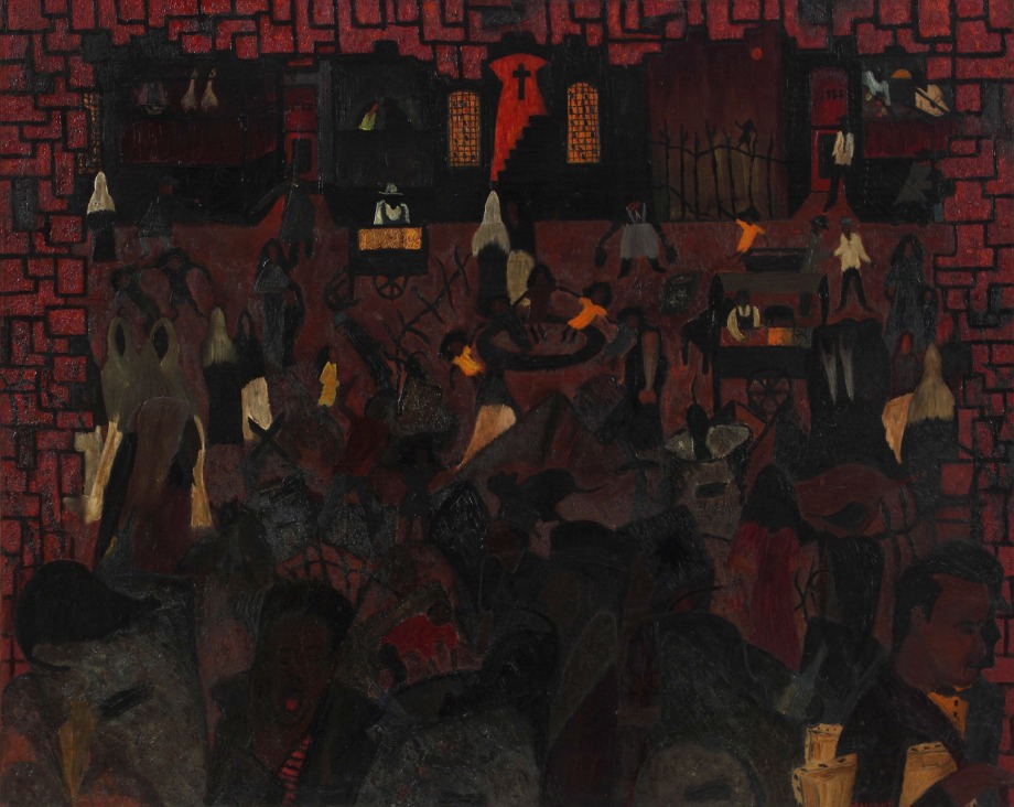 Saturday Night In Harlem, 1955, oil on canvas, 36 x 45 inches