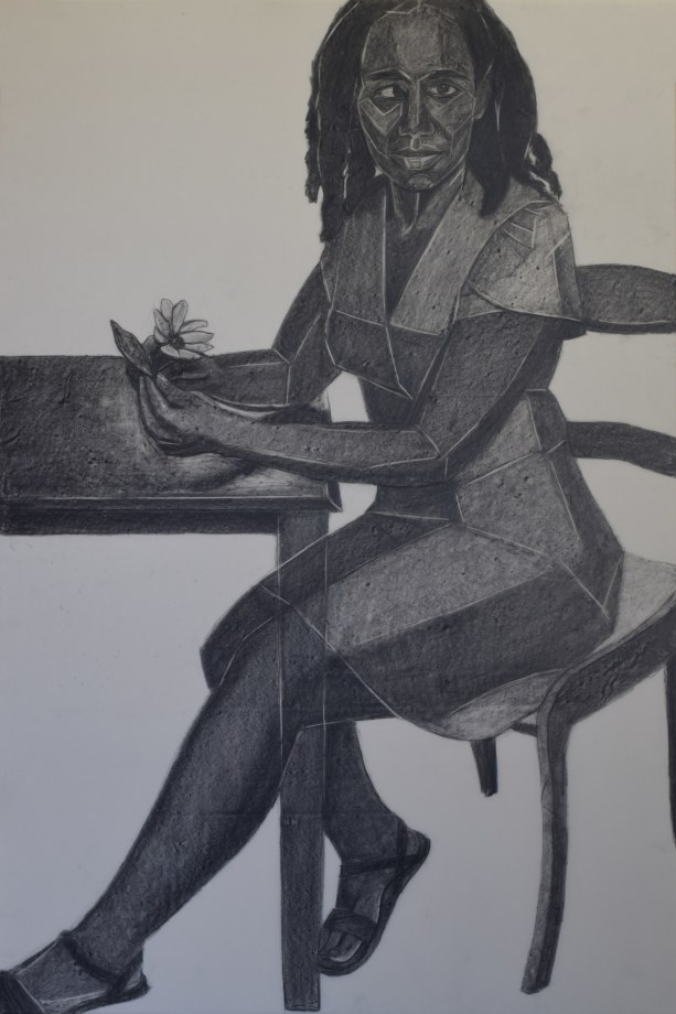 Mequitta Ahuja, Border (Value Scale Drawing),&nbsp;2018,&nbsp;Oil-based charcoal on paper,&nbsp;36 x 24 in