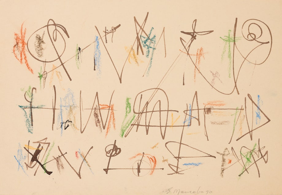 Ernest Mancoba, Untitled 18,&nbsp;1990,&nbsp;Ink and oil pastel on paper,&nbsp;​10.5&nbsp;x 15&nbsp;in