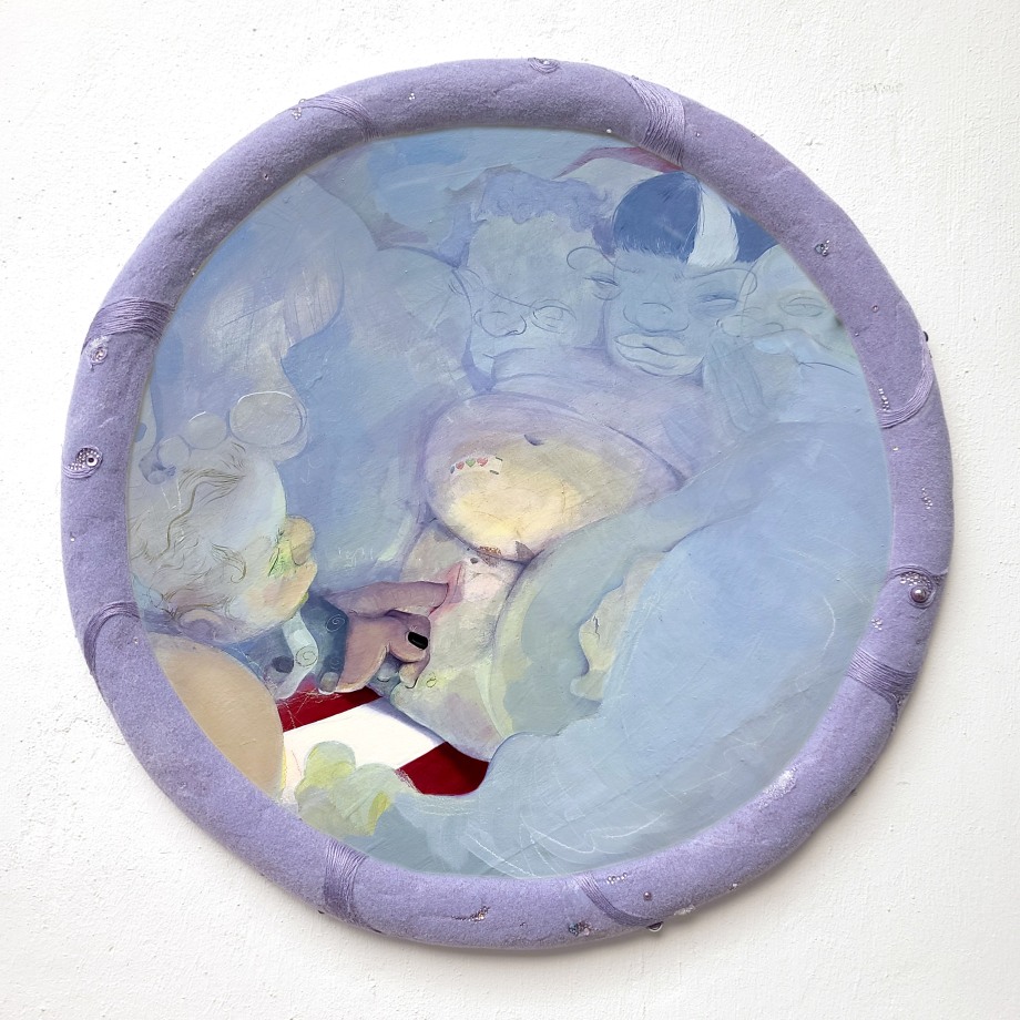 Autumn Wallace, Bean counter, 2022,&nbsp;Acrylic, oil, and pastel on PVC with mixed media artist made frame,&nbsp;19 x 19 in (48 x 48 cm), &nbsp;
