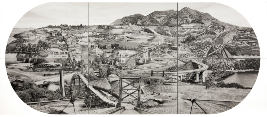 Saba Qizilbash, Sialkot to Jammu,&nbsp;2018,&nbsp;Graphite and wash on water color board,&nbsp;30 x 66 in