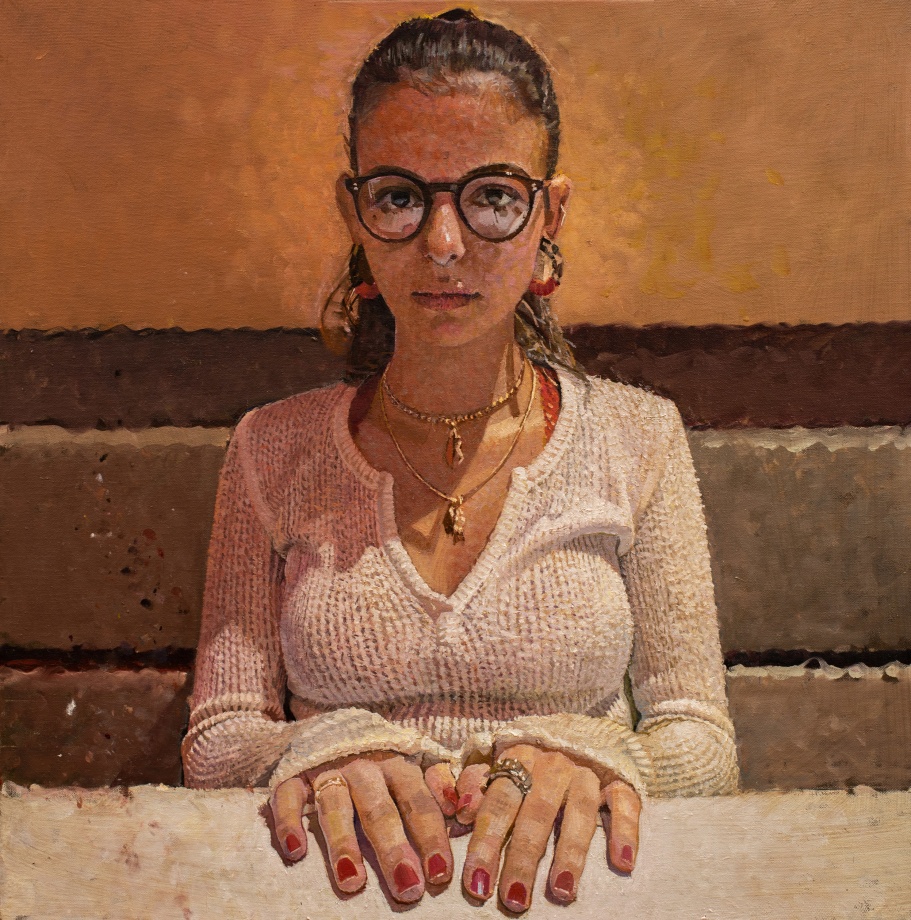 Bernardo Siciliano,&nbsp;Breakfast with Anna,&nbsp;2020,&nbsp;Oil on canvas,&nbsp;31 x 31 in