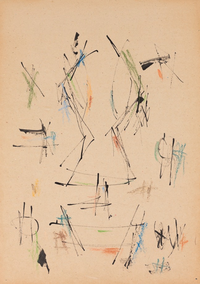 Ernest Mancoba,&nbsp;Untitled (Figure 8),&nbsp;Ink and oil pastel on paper, 19.5 x 13 in, Image courtesy of the Estate of Ernest Mancoba and Galerie Mikael Andersen, Copenhagen.
