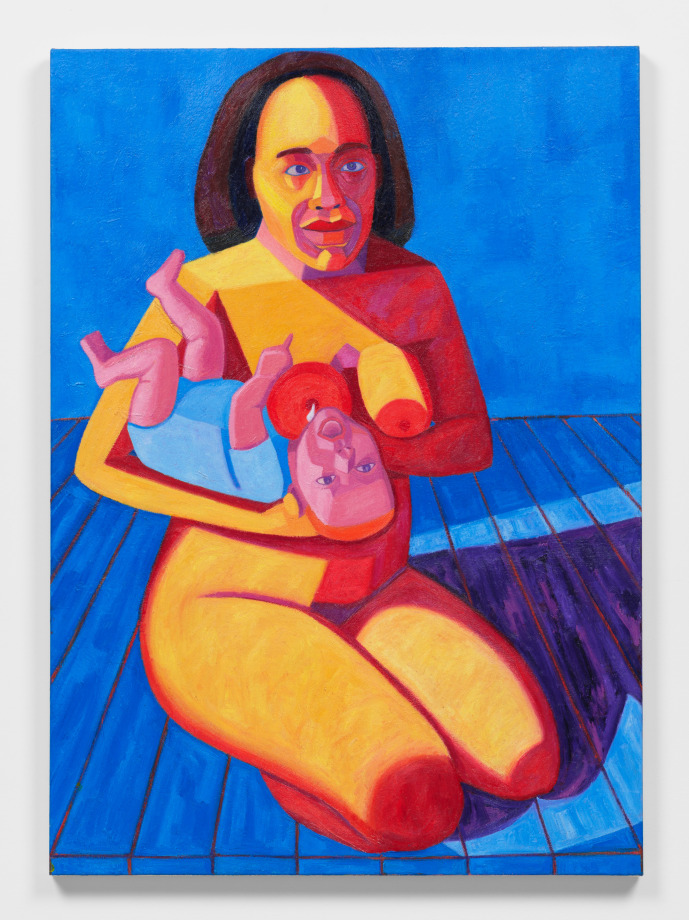Imagined portrait of the artist's ancestor Millie breast feeding her baby.