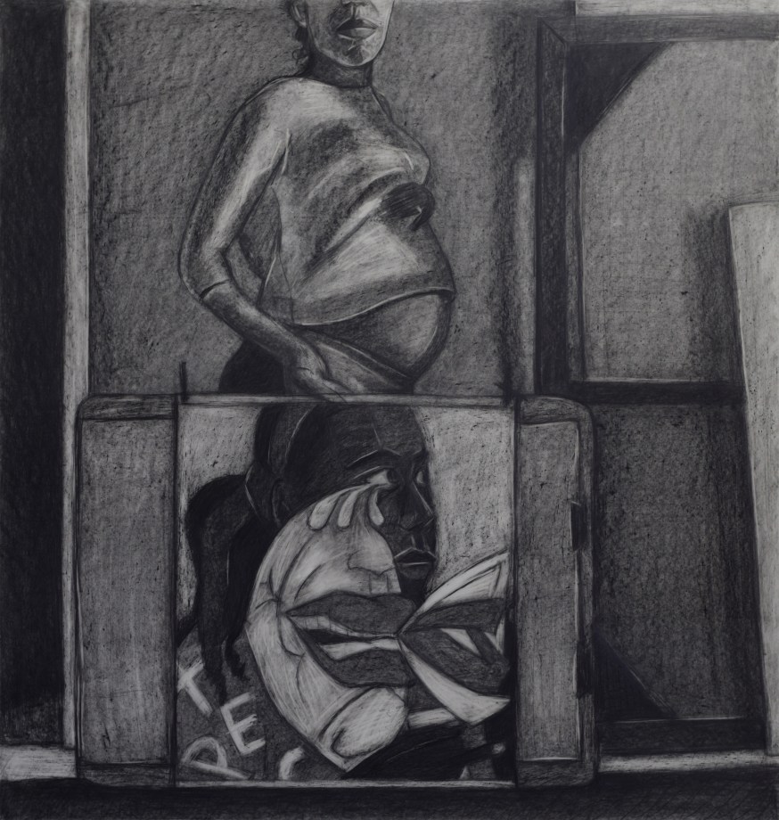 Mequitta Ahuja, aMother (Study),&nbsp;2018,&nbsp;Oil-based charcoal on paper,&nbsp;25 x 23.75 in