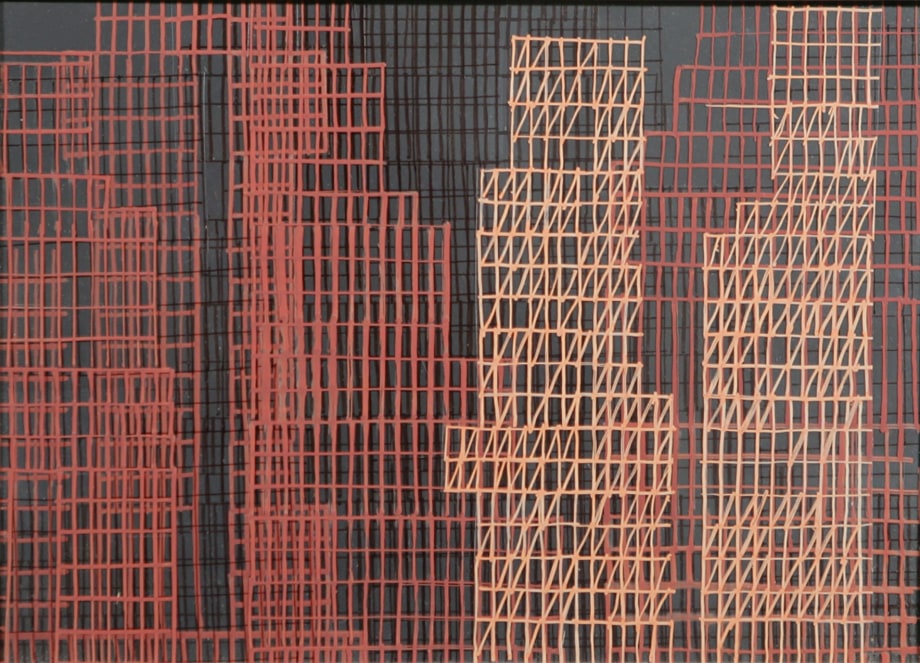 Drawing of a cityscape on film