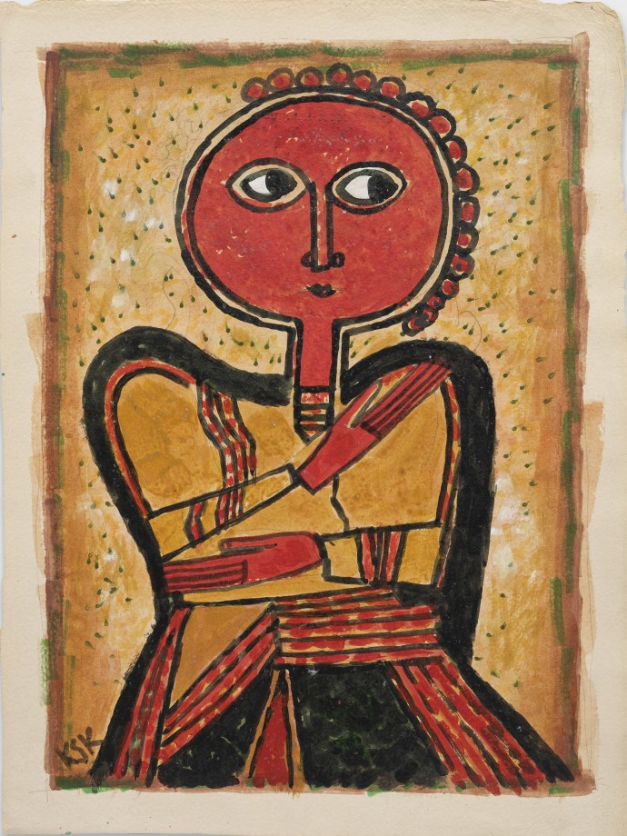 K. S. Kulkarni,&nbsp;Untitled, 1969, Acrylic on canvas paper, 15.5 x 11 in