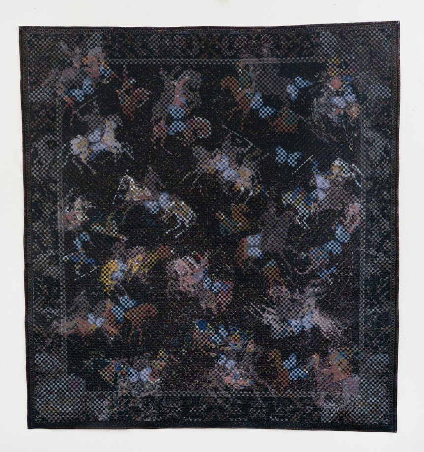 woven paper with a contemporary generated scene from a mughal miniature painting