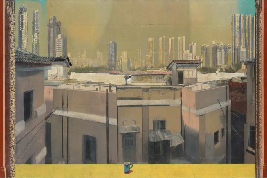 Nataraj Sharma, View from Room 653, Byculla,&nbsp;2020,&nbsp;Oil on canvas,&nbsp;​72 x 108 in