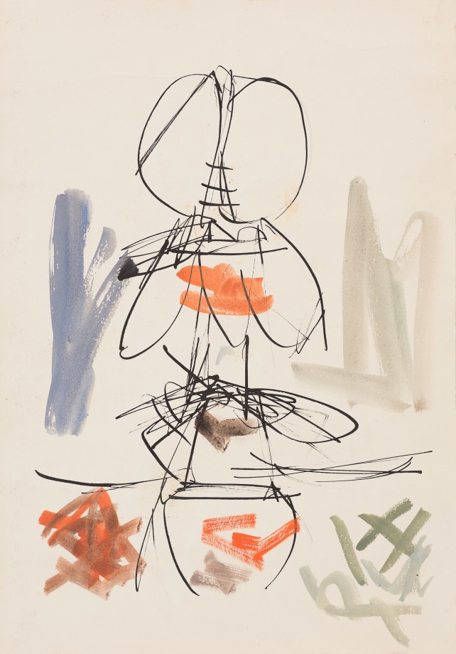 Ernest Mancoba,&nbsp;Untitled (Figure 10),&nbsp;Ink and watercolor on paper,&nbsp;16.5 x 11.5 in, Image courtesy of the Estate of Ernest Mancoba and Galerie Mikael Andersen, Copenhagen.