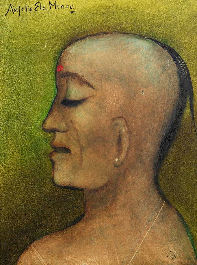 Anjolie Ela Menon, Guru,&nbsp;2020,&nbsp;Oil on masonite board,&nbsp;16 x 12 in