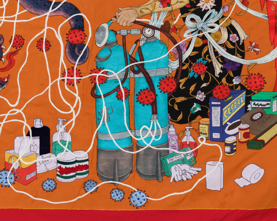 Khadim Ali, That Is How It Was, 2020,&nbsp;Fabric tapestry,&nbsp;126 x 165.25 in (detail)