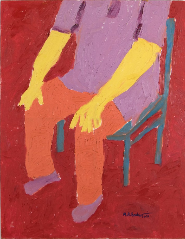 Mohamed Ahmed Ibrahim, Sitting Man,&nbsp;2010, Oil on canvas, 40 x 30 in