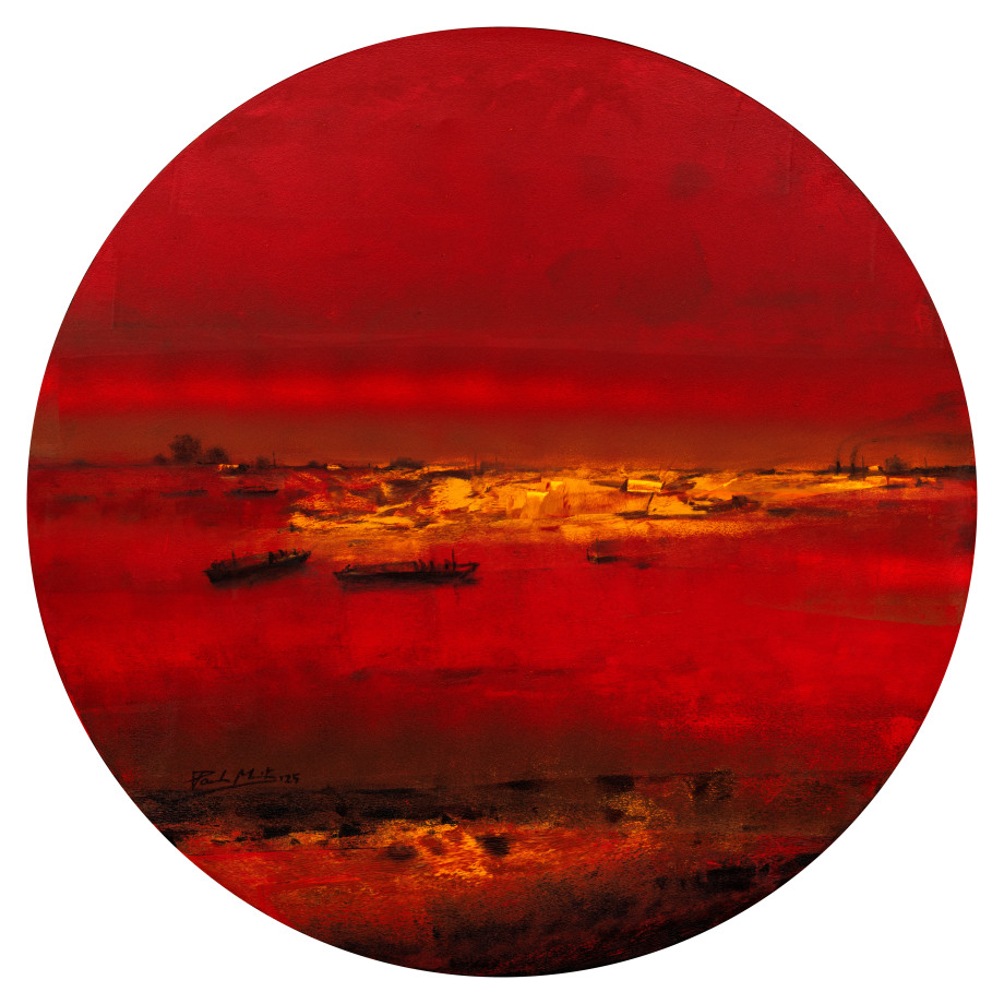 round landscape in red tones