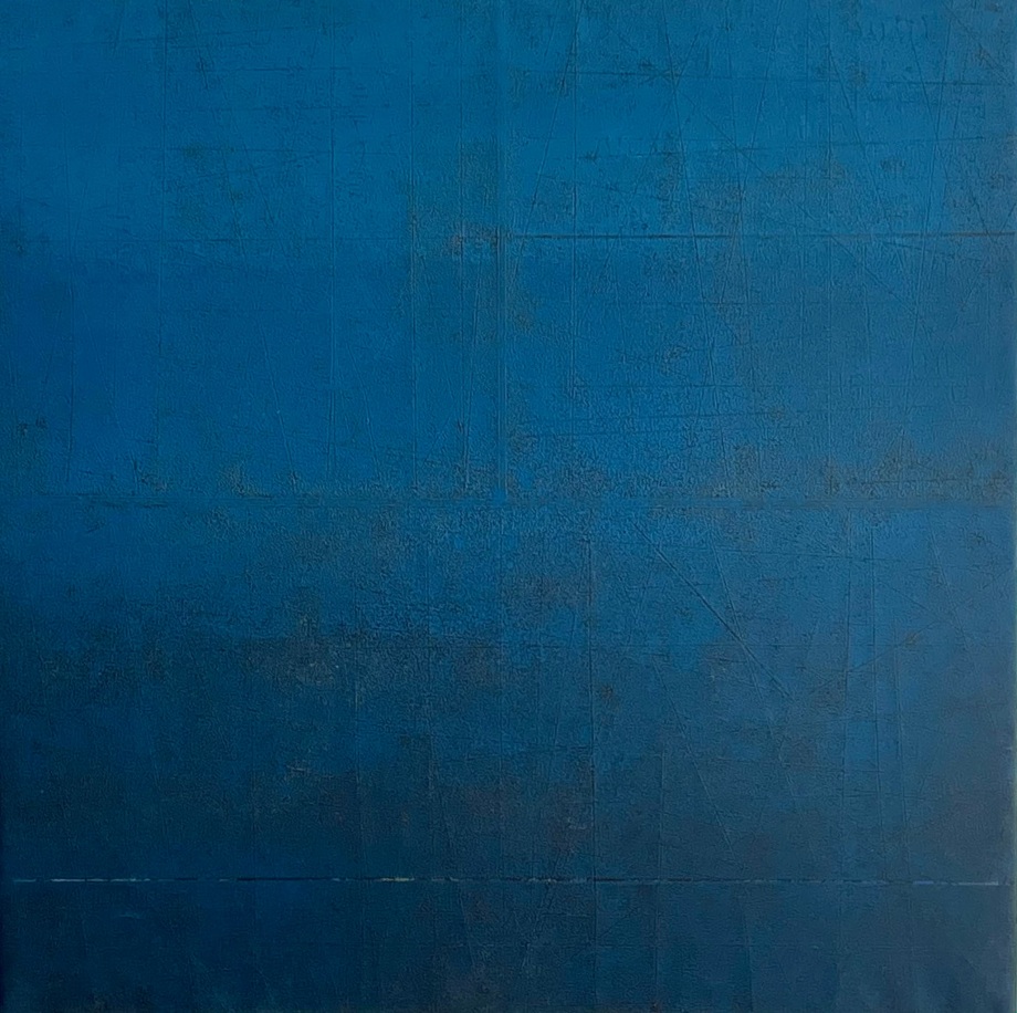 Abstract painting in blue tones