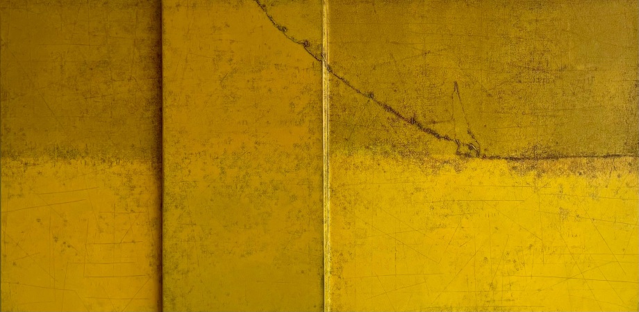 Abstract painting in yellow tones
