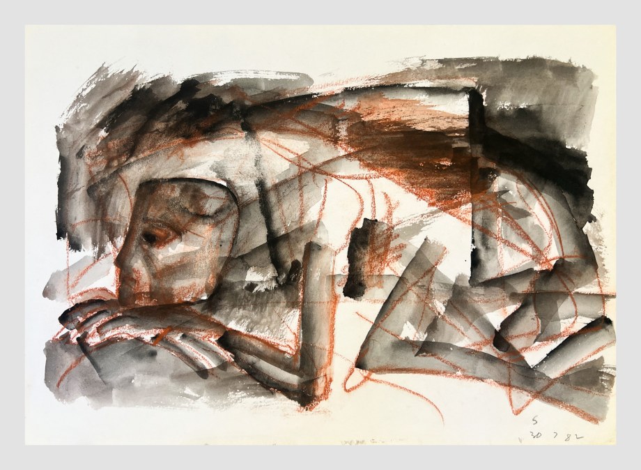 Somnath Hore,&nbsp;Rust Series 24, n/d,&nbsp;Watercolor and crayon on paper, 10 ⅛ x 14 &frac14; in (25.7 x 36.2 cm), HORSO073
