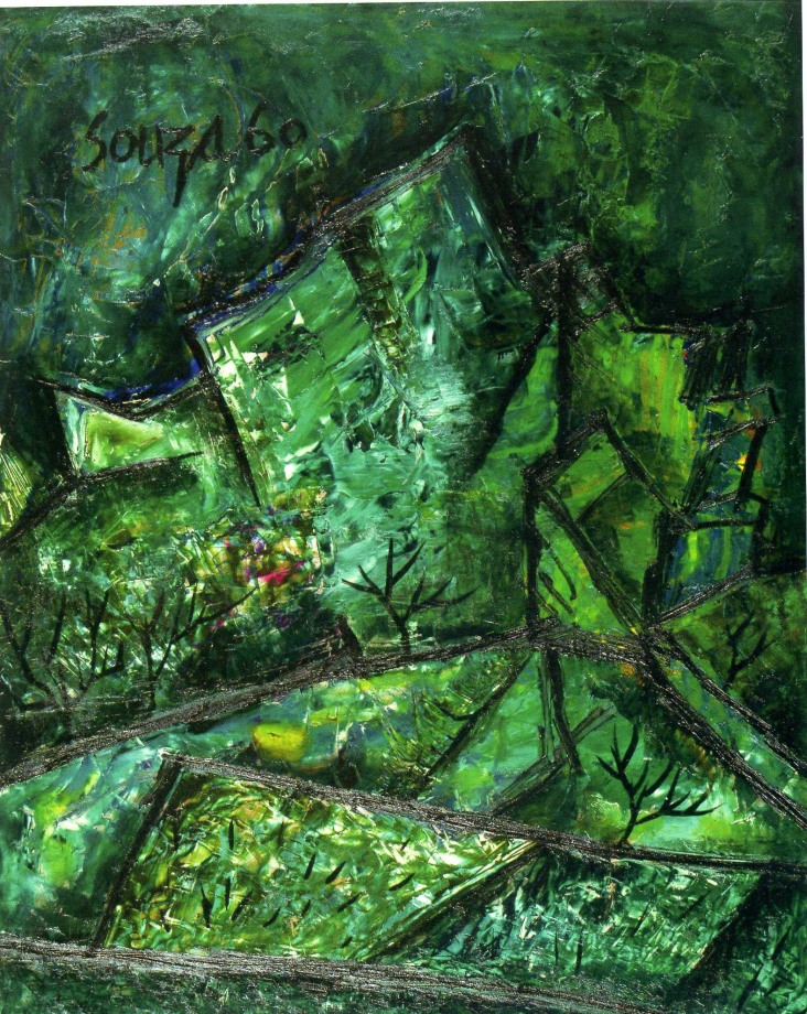 F. N. Souza,&nbsp;Green Landscape,&nbsp;1960,&nbsp;Oil on board, 30 x 24 in