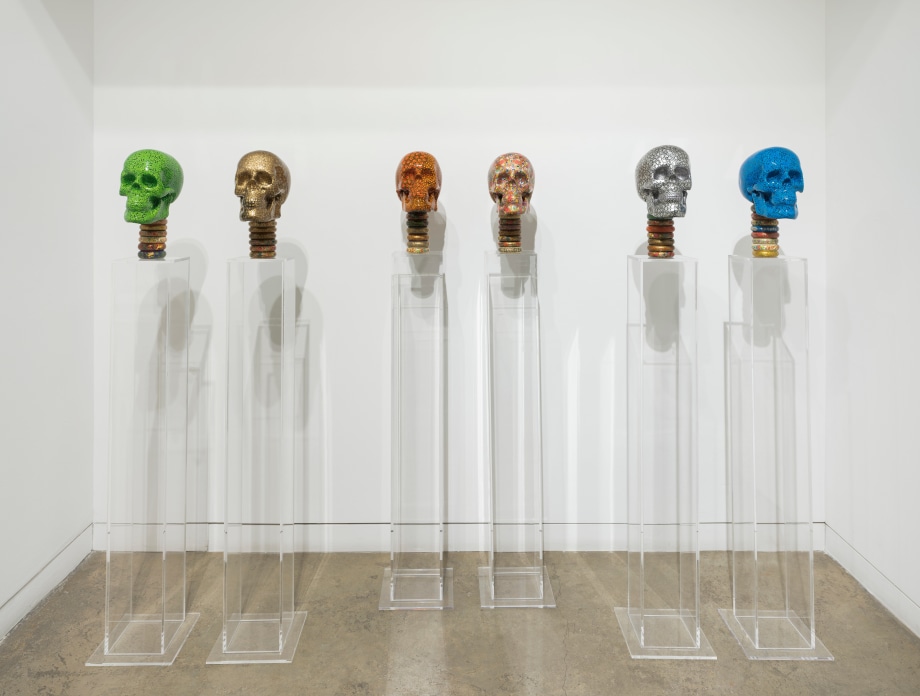 Installation of skulls and poetry