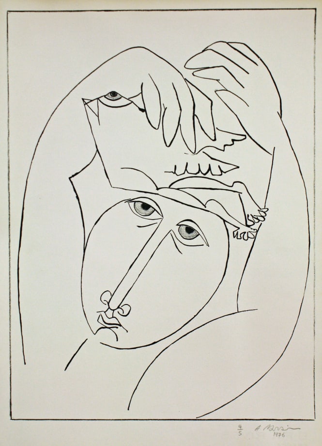 Ahmed Morsi, Untitled (Figure with Bird),&nbsp;1976,&nbsp;Lithograph,&nbsp;19.5 x 14 in