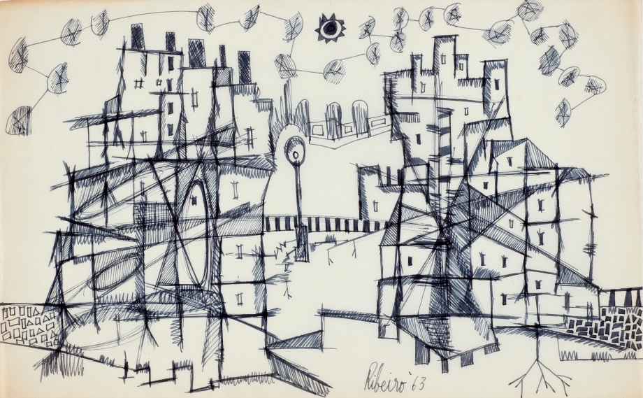 ink on paper townscape drawing