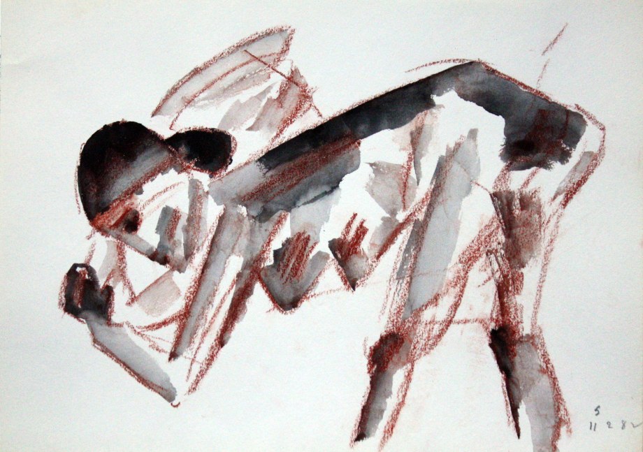 Somnath Hore,&nbsp;Rust Series 7,&nbsp;1982,&nbsp;Watercolor and crayon on paper, 10.125 x 14.25 in