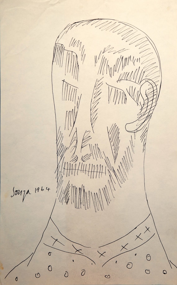 F.N. Souza, Untitled (Bearded Man with Shirt)