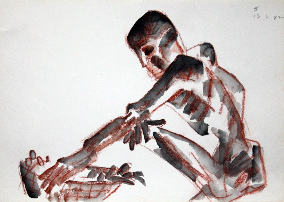 Somnath Hore,&nbsp;Rust Series 9,&nbsp;1982,&nbsp;Watercolor and crayon on paper, 10.125 x 14.25 in