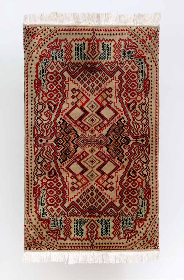 Shaheer Zazai, Carpet No. 7, 2022,&nbsp;Handwoven carpet, wool, natural dyes, 63 x&nbsp;38&nbsp;&frac14; in (160 x 97.2 cm), ZAZSH004