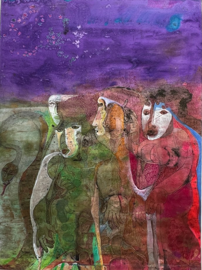 Mohan Samant, Naga Dharee, 1997, Watercolor on paper, 49 x 36 in (124.6 x 91.4 cm), SAMMO021