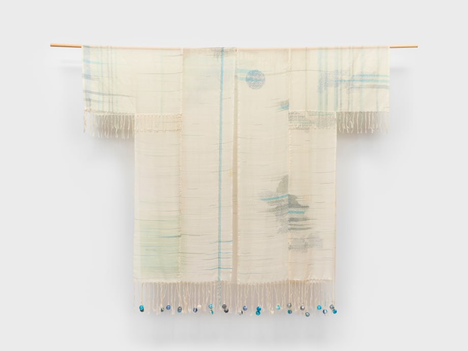 Shehnaz Ismail, Haq / Truth, 2022-23, Handwoven cotton warp and silk weft, 58 x 68 in (147.3 x 172.7 cm), ISMSH005