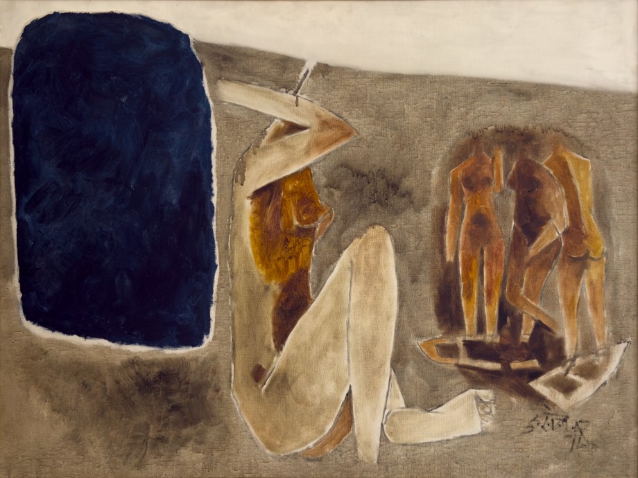 Maqbool Fida Husain, Blue-Seal, n/d, Oil on canvas, 30 x 40 in (76.2 x 101.6 cm), HUSMF462