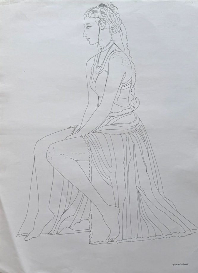 Surendran Nair, Untitled, 2025, Pen on paper, 30 x 22 in (76.2 x 55.9 cm), NAISU064