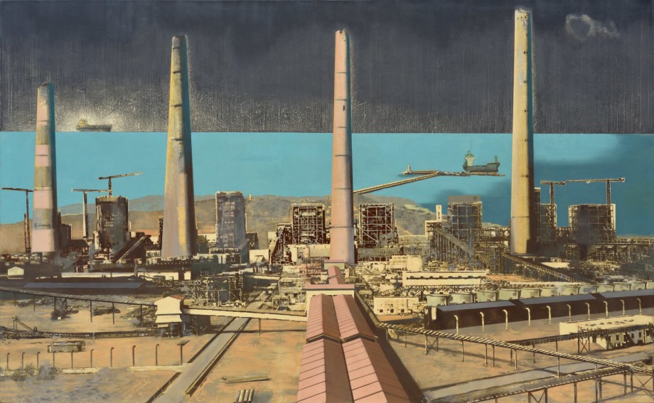 Nataraj Sharma, Adani Thermal Power Plant,&nbsp;2020,&nbsp;Oil on canvas, 72 x 108 in