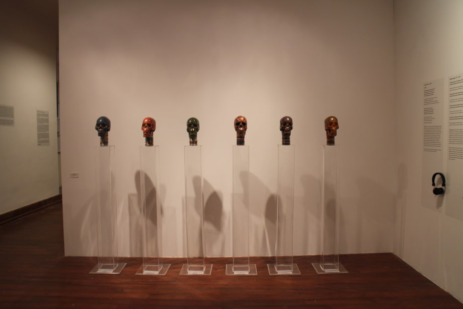 Installation of skulls and poetry