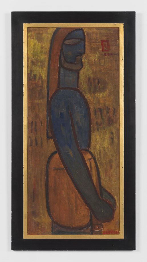 Jamini Roy, Blue Man Standing in Profile,&nbsp;n/d,&nbsp;Tempera on canvas, 39 1/2 x 17 3/4 in (100.3 x 45.1 cm), ROYJA058