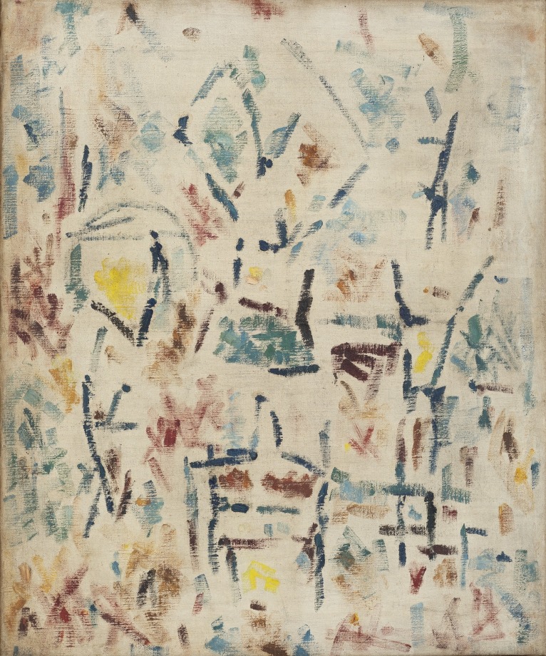 Ernest Mancoba,&nbsp;Untitled (3),&nbsp;Oil on canvas,&nbsp;16.5 x 13 in, Image courtesy of the Estate of Ernest Mancoba and Galerie Mikael Andersen, Copenhagen.