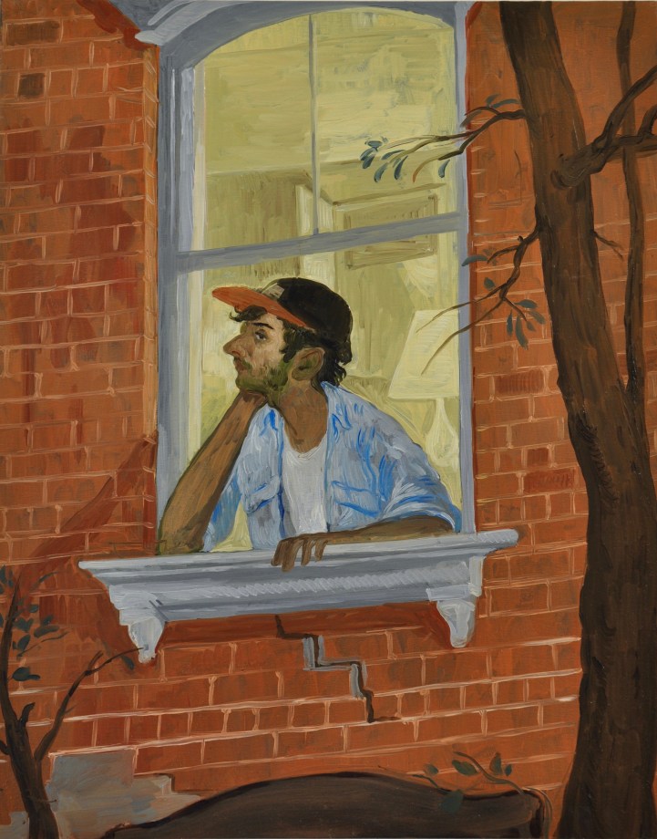 Salman Toor, Boy in Window,&nbsp;2018,&nbsp;Oil on panel,&nbsp;20 x 16 in