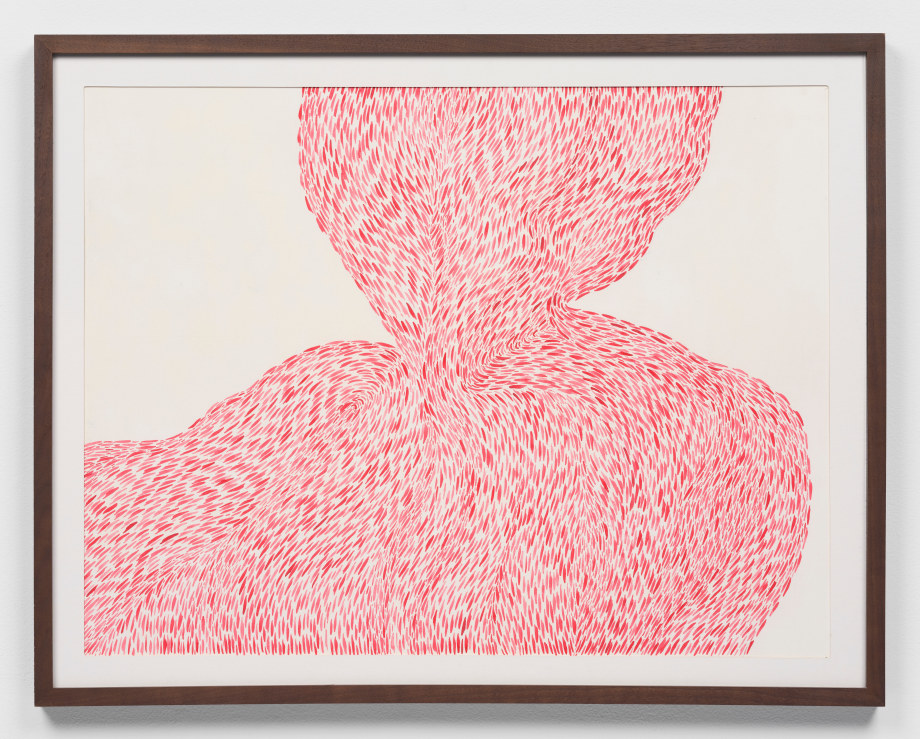 Abstract painting of a red swoosh