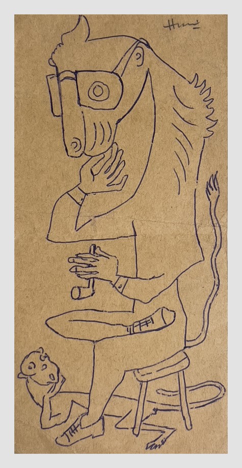drawing of a horse man