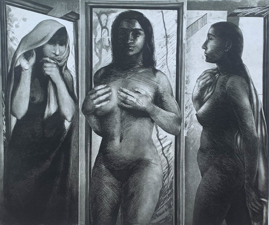 Anupam Sud,&nbsp;Emancipation, 1988,&nbsp;Etching, 19 1/4 x 23 in (48.9 x 58.4 cm), SUDAN008