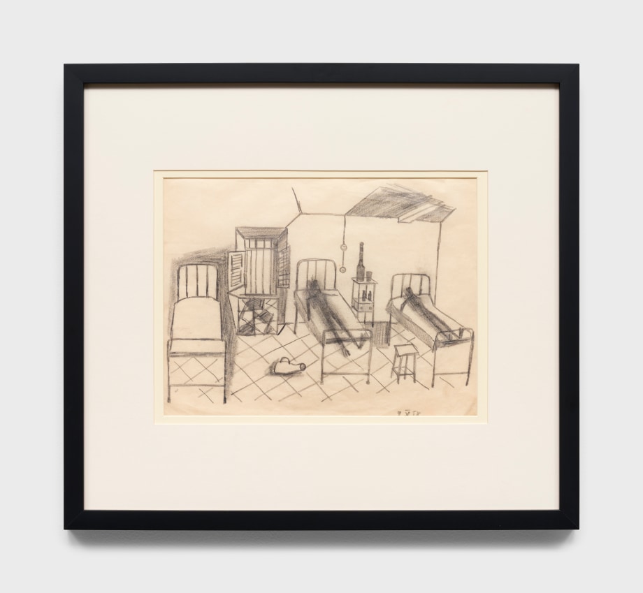 drawing of Three Beds Two Figures