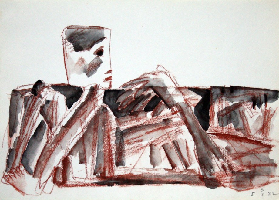 Somnath Hore,&nbsp;Rust Series&nbsp;2,&nbsp;1982,&nbsp;Watercolor and crayon on paper, 10.125 x 14.25 in