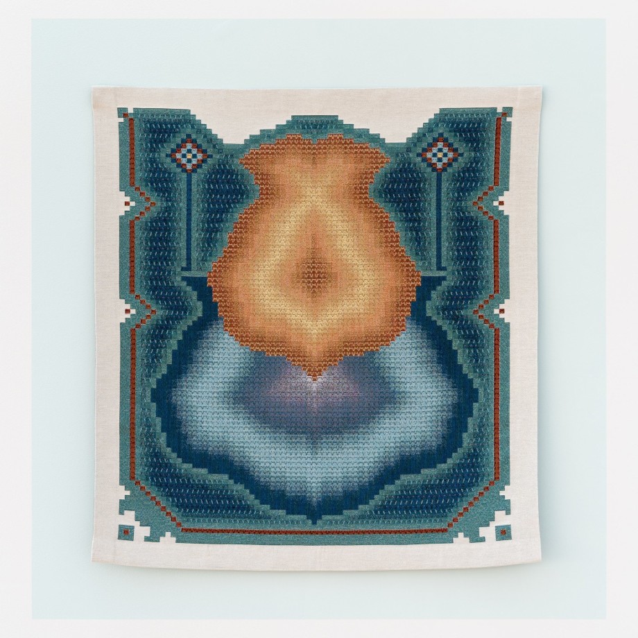 Shaheer Zazai, AMTS-STGIB N1 (Jacquard), 2023,&nbsp;Jacquard woven tapestry, 40 x 36 in (101.6 x 91.4 cm), 1 of 3 + 1 AP, ZAZSH008