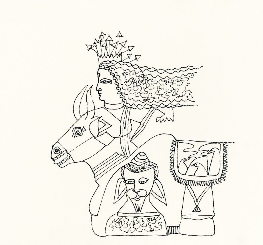Jayasri Burman, From the Draupadi Series 17,&nbsp;2017,&nbsp;Pen and ink on paper,&nbsp;14 x 15 in