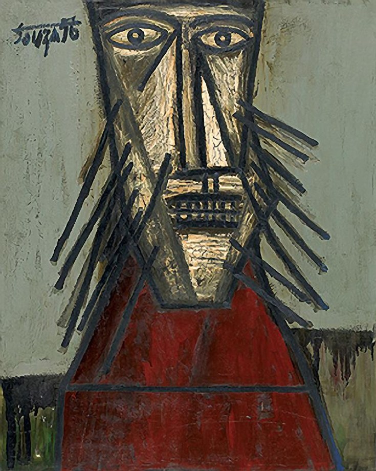 F. N. Souza,&nbsp;Untitled (Head-Red),&nbsp;1956,&nbsp;Oil on board, 30 x 24 in