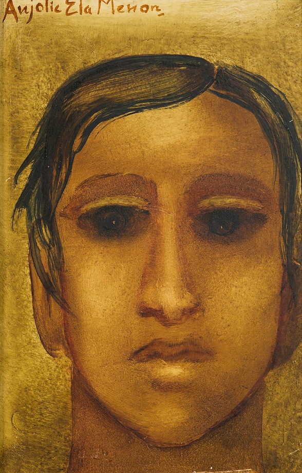 Anjolie Ela Menon, Rajaraja, 2020,&nbsp;Oil on Masonite board, 10 x 7 in (25.4 x 17.78 cm)
