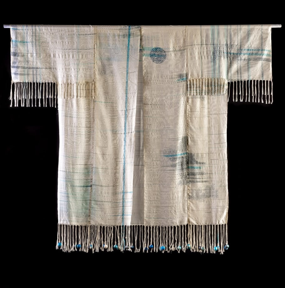 Shehnaz Ismail, Haq / Truth, 2022-23,&nbsp;Handwoven cotton warp and silk weft, 58 x 68 in (147.3 x 172.7 cm), ISMSH005