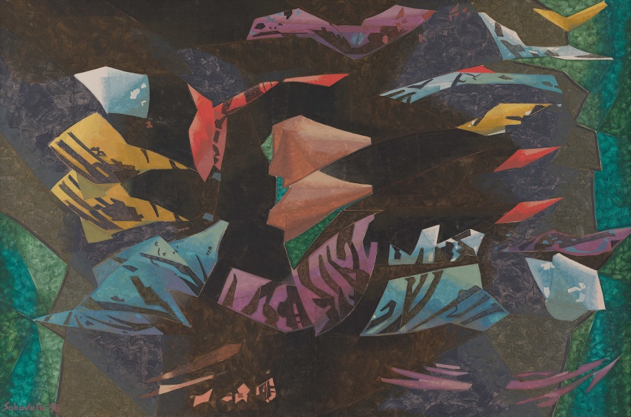 Jehangir Sabavala,&nbsp;Nocturnal Flight, 1998,&nbsp;Oil on canvas,&nbsp;39 &frac12; x 59 &frac34; in (100.3 x 151.8 cm), SABJE020